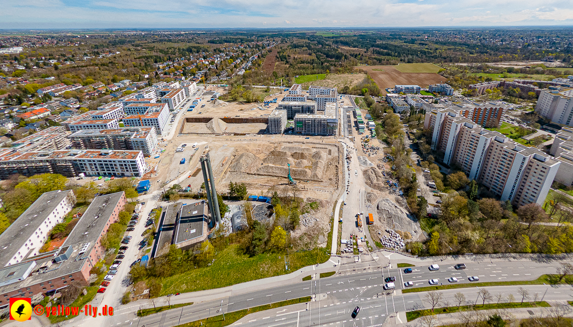 21.04.2023 - Luftbilder von der Baustelle Alexisquartier und Pandion Verde in Neuperlach